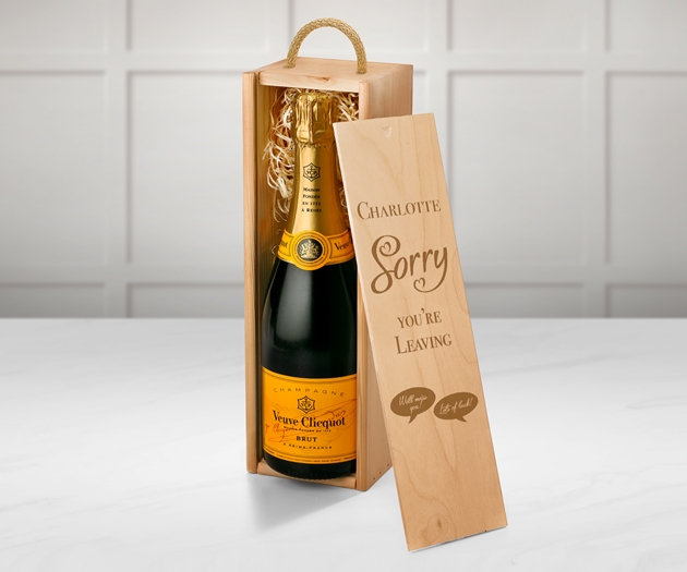 Retirement Veuve Clicquot Champagne Gift Box With Engraved Personalised Lid